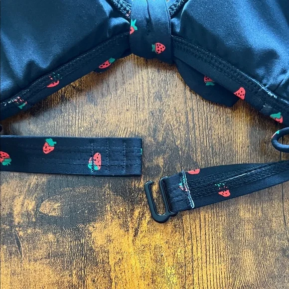 NWT Madewell Tie Front Top Fresh Strawberries Bikini - High-Waited Bottom  -S - Picture 10 of 16